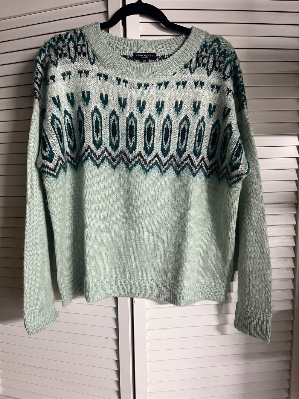 Mint Green Fair Isle Crewneck Sweater